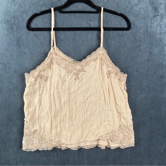 American Eagle Outfitters very Y2K Cream Lace Trim Tank Top Sz Sm - Picture 1 of 13